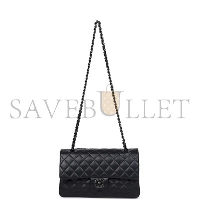 CHANEL MASTER MEDIUM CLASSIC DOUBLE FLAP BAG SO BLACK LAMBSKIN BLACK HARDWARE 1109944 (25*15*7cm)